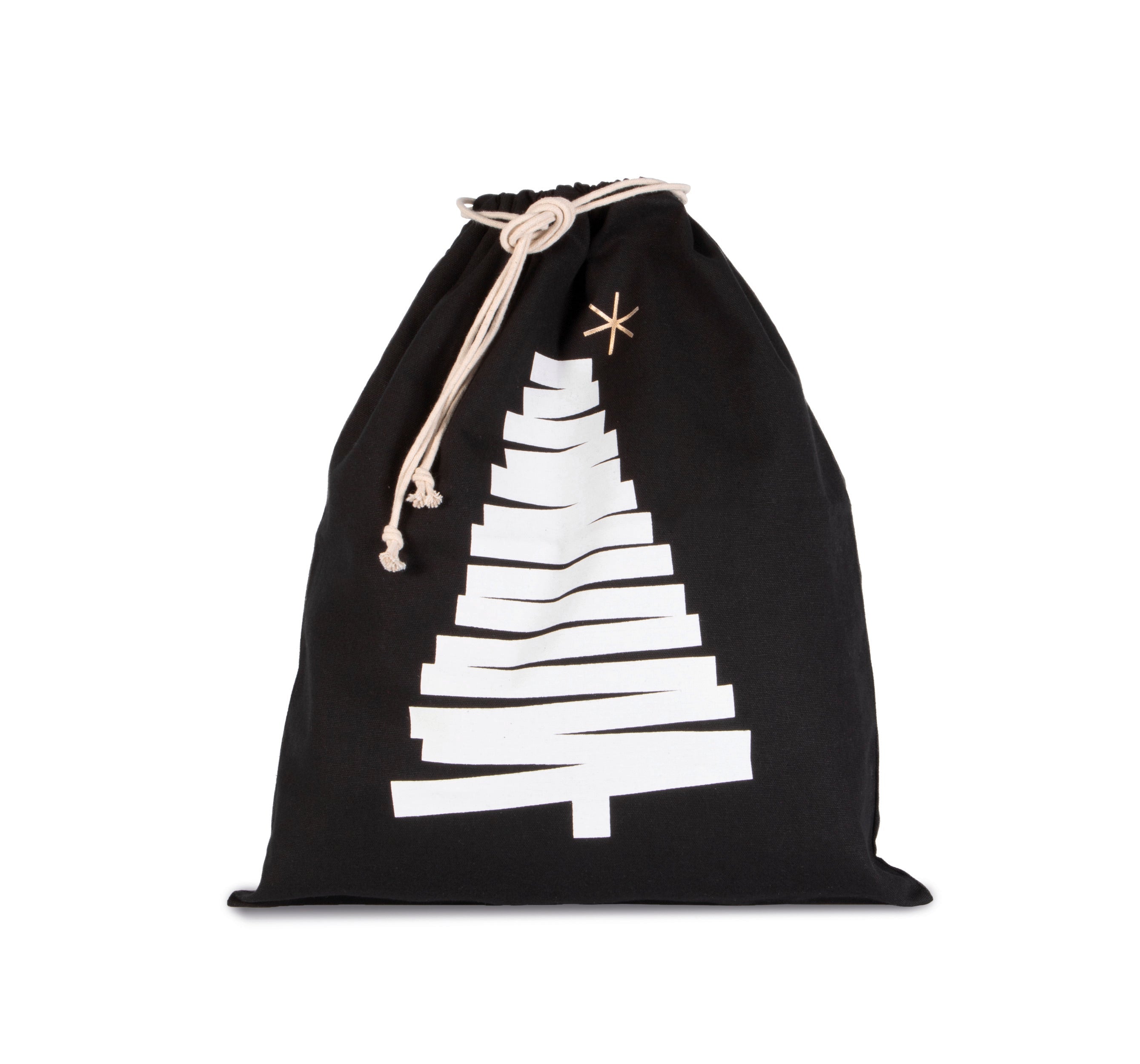 Cotton Bag With Christmas Tree Design And Drawcord Closure - KI0746