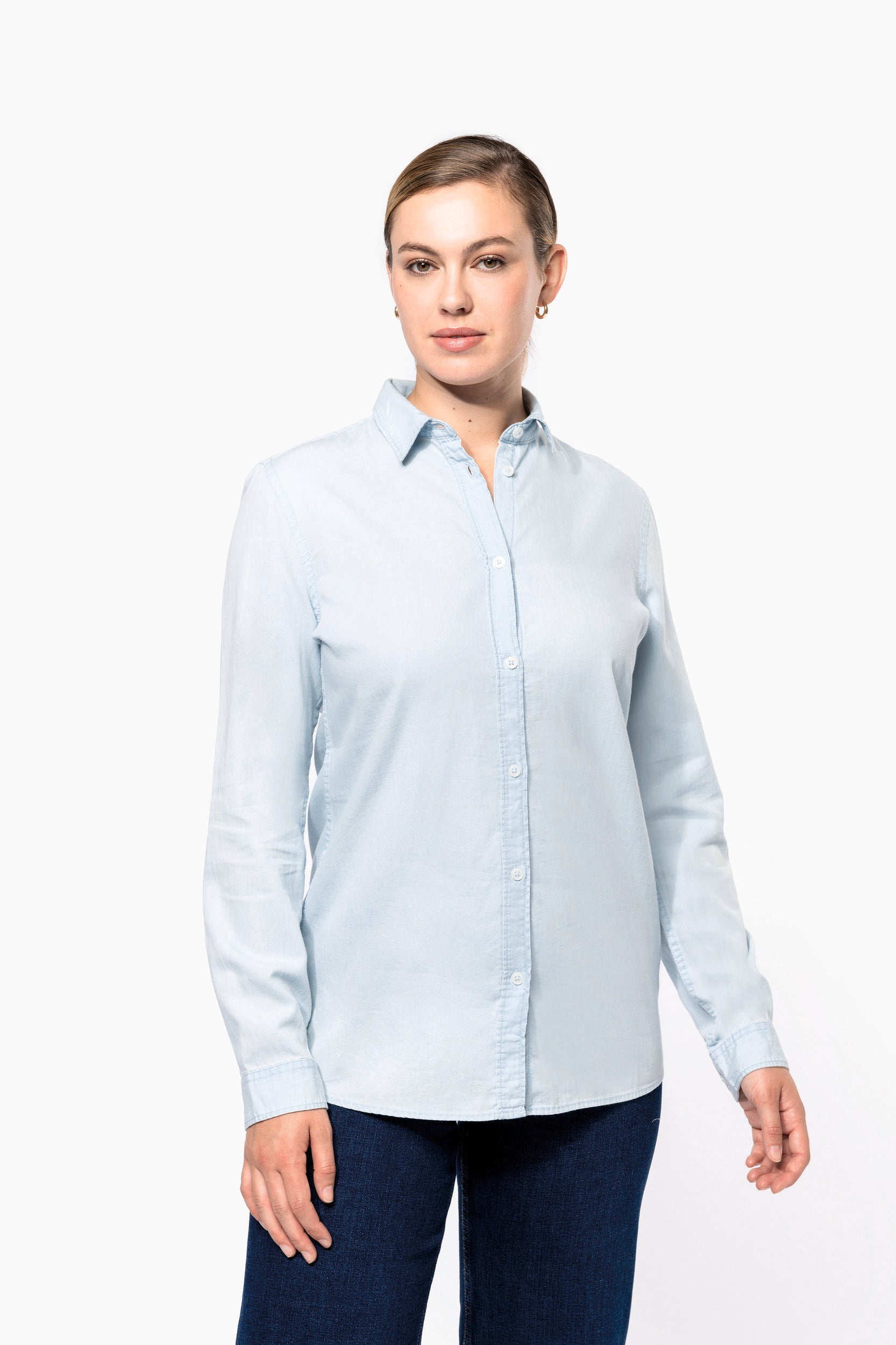 Ladies’ Faded  Shirt In Cotton Twill - KNS501