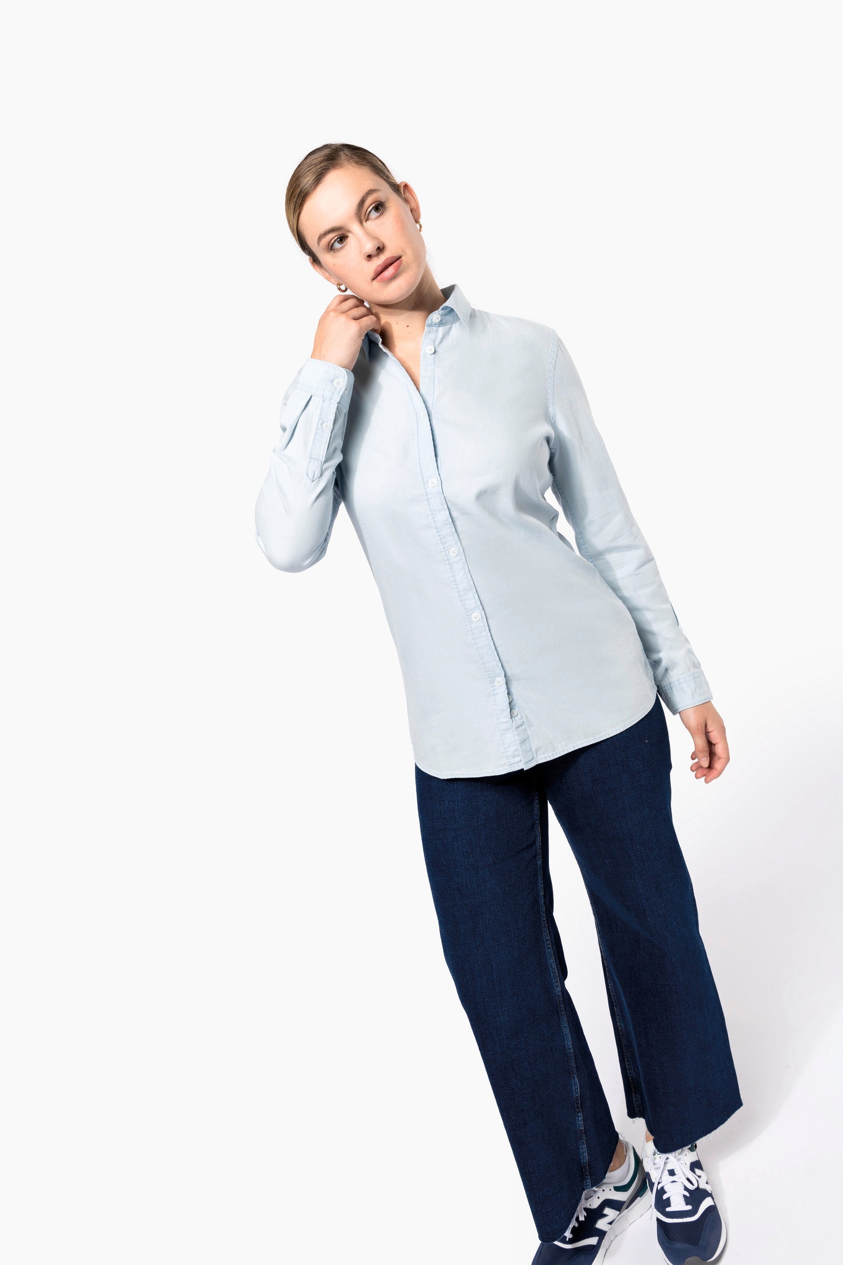 Ladies’ Faded  Shirt In Cotton Twill - KNS501