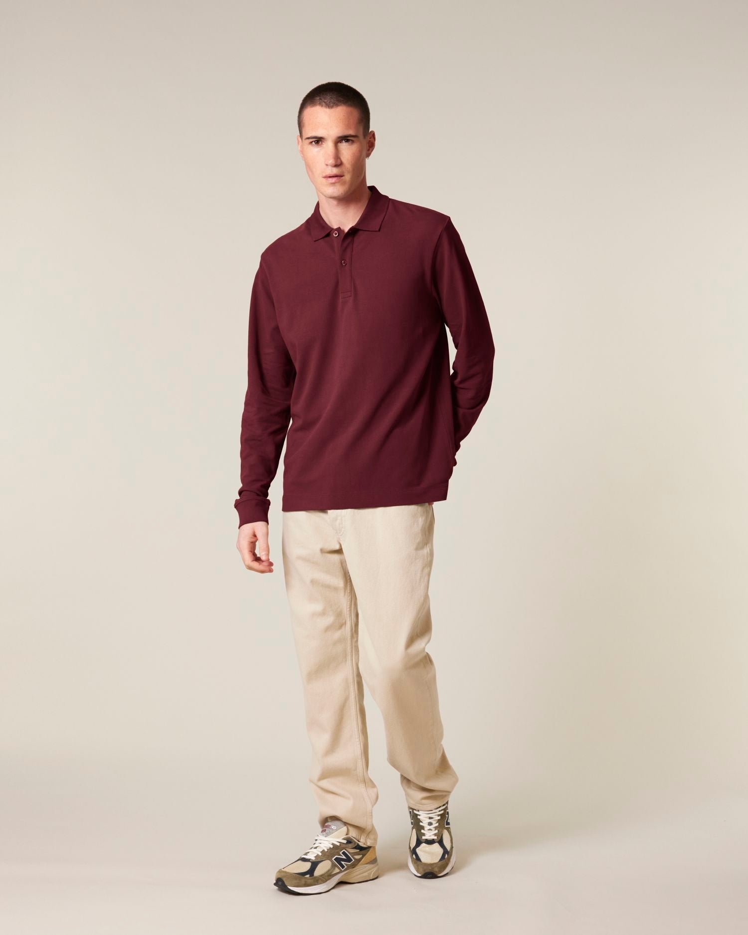 Unisex Organic Cotton Long Sleeve Polo - 240 GSM | Prepster 2.0 STPU223