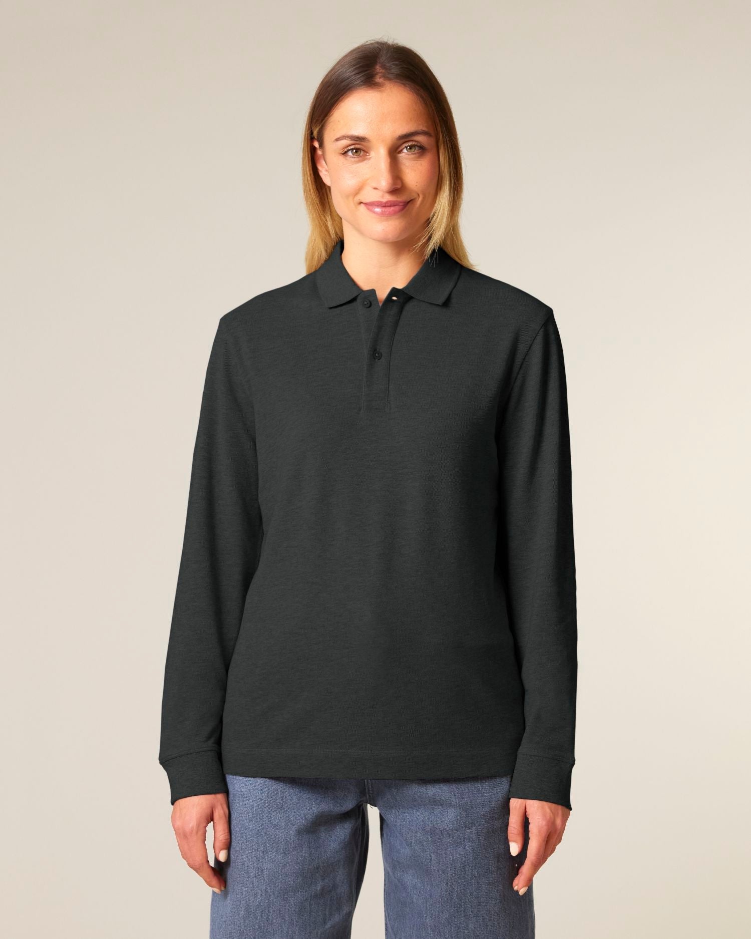 Unisex Organic Cotton Long Sleeve Polo - 240 GSM | Prepster 2.0 STPU223