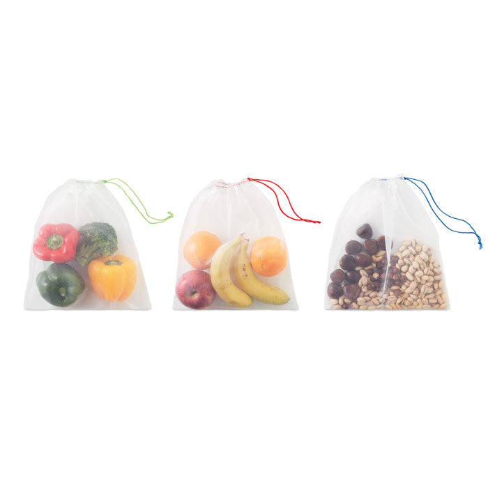 Set Of 3 Rpet Mesh Food Bags | VEGGIE SET RPET - MO9898